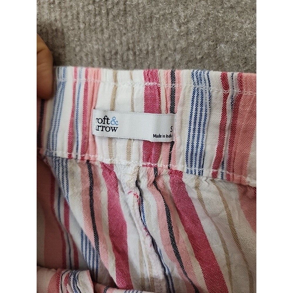 Croft Barrow Button Hem Pull-On Cropped Pants Womens S Pink Striped Beach NEW - Picture 8 of 10